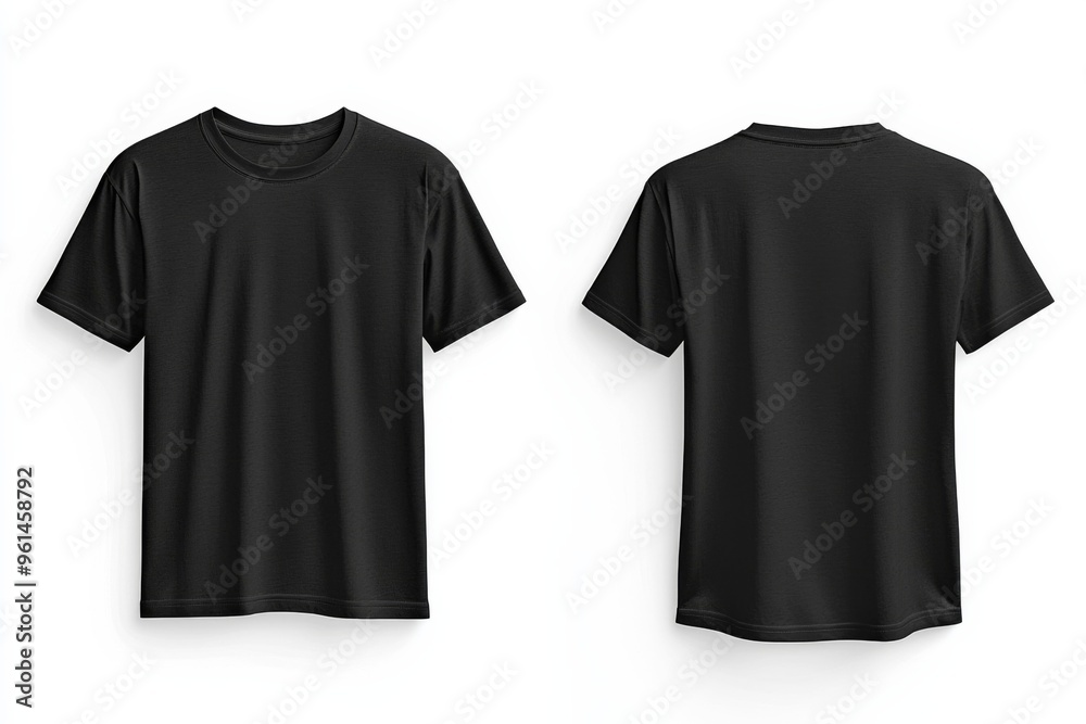 Black Tshirt Mockup Front and Back Isolated created with Generative AI Black Tshirt Mockup Front and Back Isolated created with Generative AI