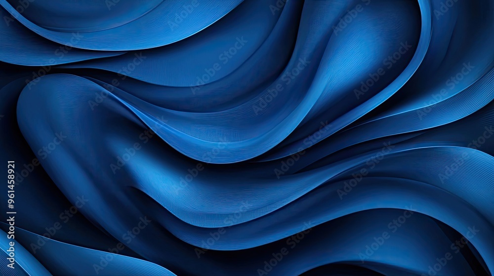 Obraz premium Elegant blue wave background with rich textures, ideal for modern design projects, presentations, and calming visuals.
