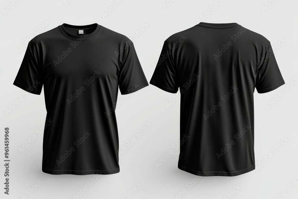 Black Tshirt Mockup Front and Back Isolated created with Generative AI Black Tshirt Mockup Front and Back Isolated created with Generative AI