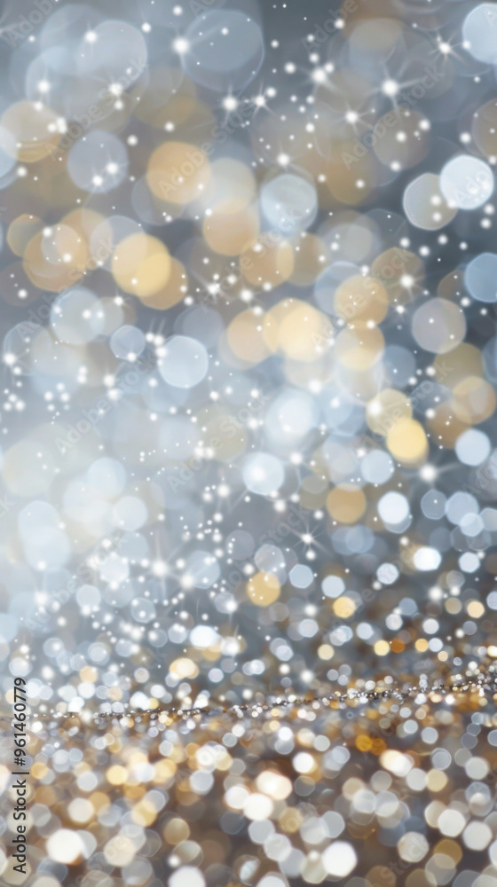 Abstract Bokeh Light Background with Sparkling Golden and Silver Circles for Festive and Celebratory Themes Abstract Bokeh Light Background with Sparkling Golden and Silver Circles for Festive and Celebratory Themes