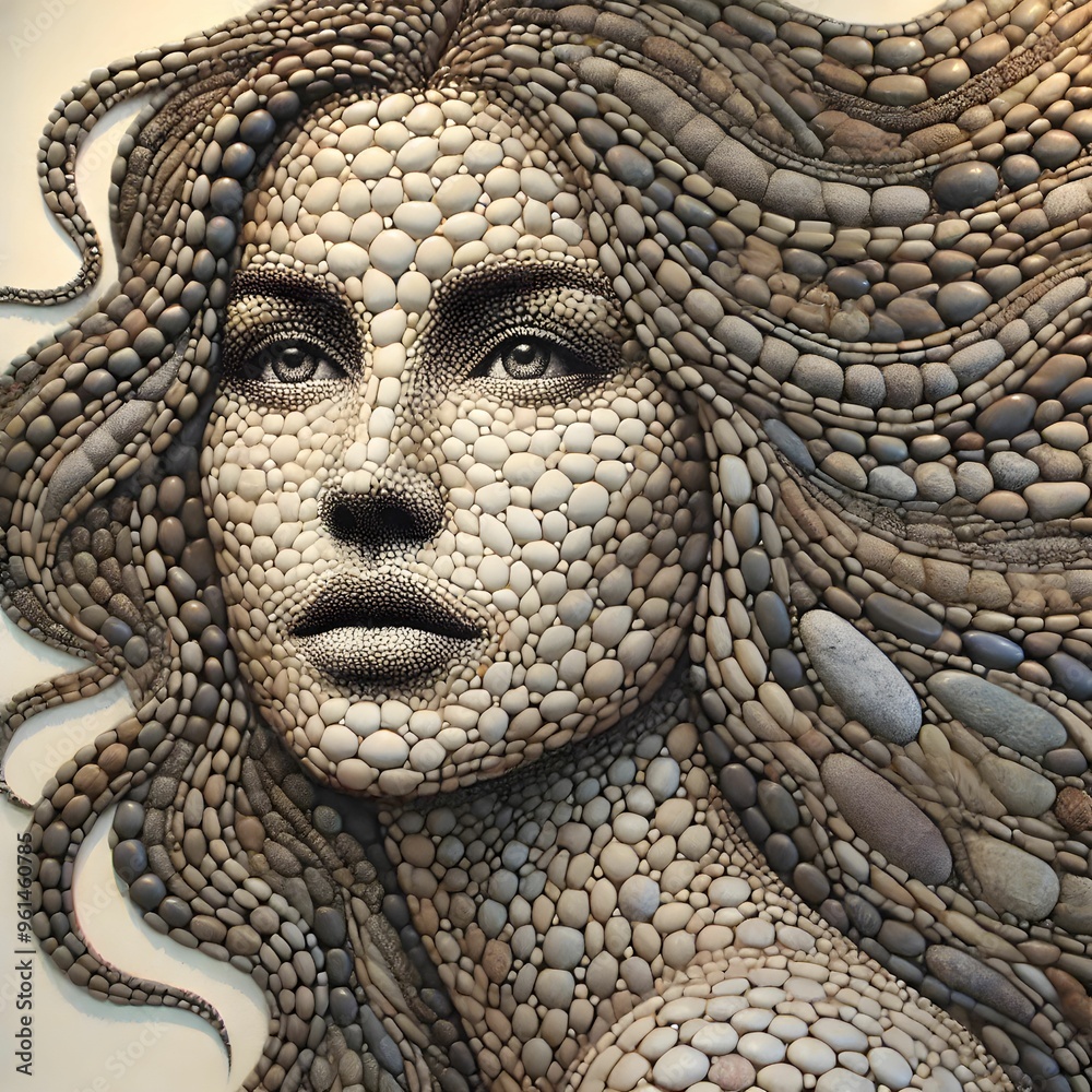 Obraz premium Timeless Beauty: Mosaic Woman in Stone Art