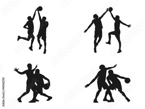 Wallpaper Mural Man basketball player, people playing basketball silhouette. Group of different basketball players in different playing positions. Vector set of Basketball players. isolated on white background. Torontodigital.ca