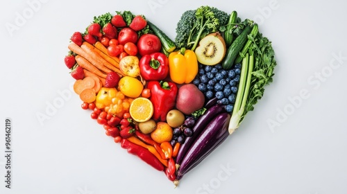 A vibrant selection of fresh fruits and vegetables, showcasing a healthy mix. photo