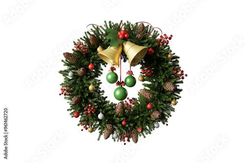 Fototapeta Naklejka Na Ścianę i Meble -  Christmas wreath with tree branch. 3D rendering
