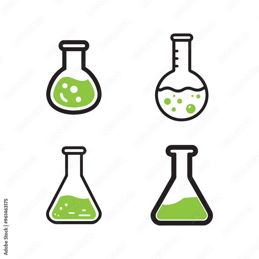Vector laboratory flask icon set Vector laboratory flask icon set
