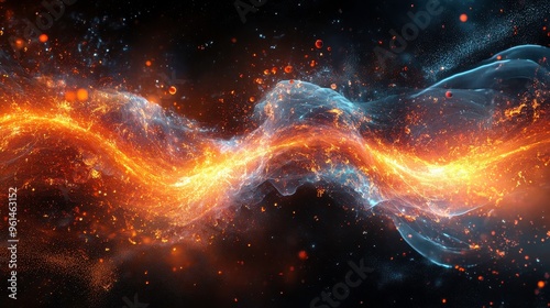 Radiation waves from a nuclear fission reaction, visualizing energy release and particle dynamics