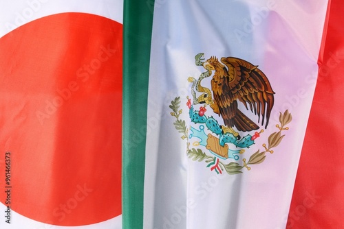 Flags of Japan and Mexico displayed together in unity and culture photo