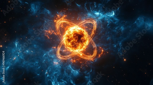 Fusion of atomic particles during fission, showcasing energy dynamics and particle interactions