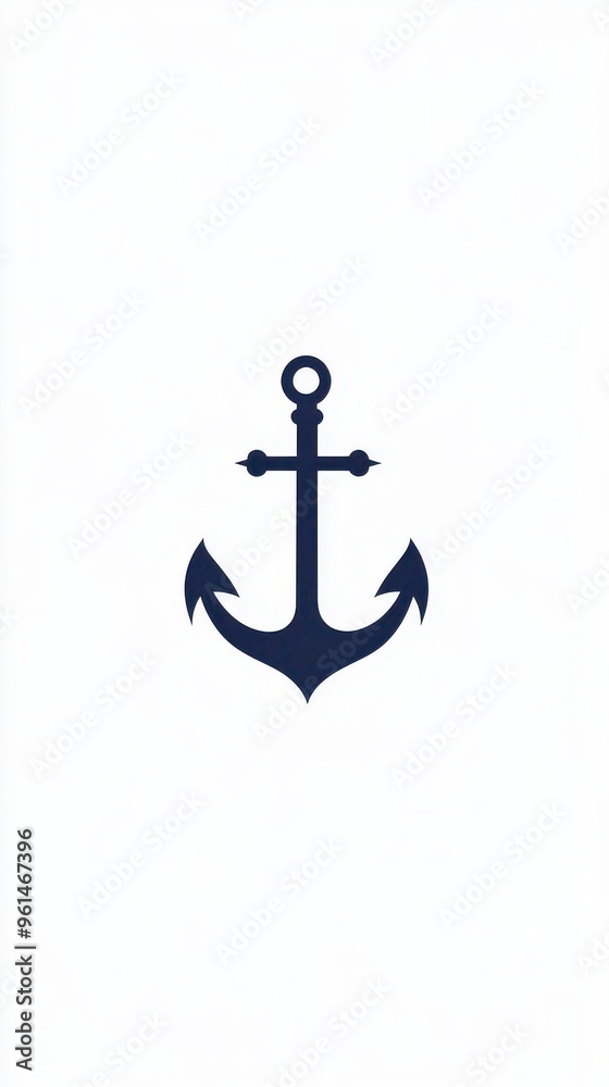 Navy Blue Anchor Icon on White Background - Nautical Design Element in High Resolution Navy Blue Anchor Icon on White Background - Nautical Design Element in High Resolution
