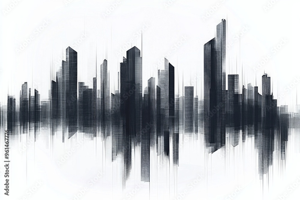 Abstract illustration of a city skyline made from lines, simple minimalist design Abstract illustration of a city skyline made from lines, simple minimalist design