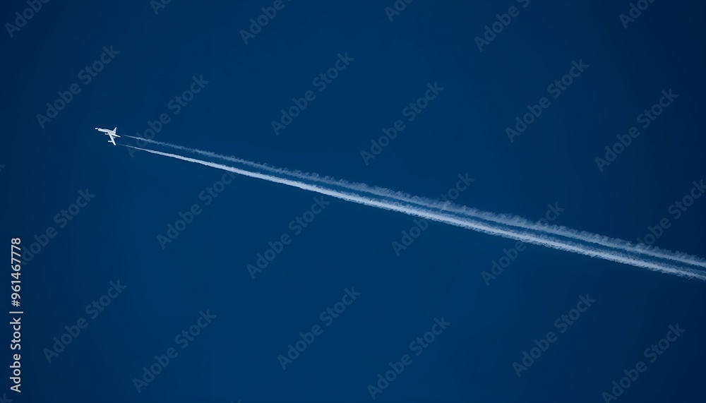 Airplane Contrails in a Blue Sky Airplane Contrails in a Blue Sky