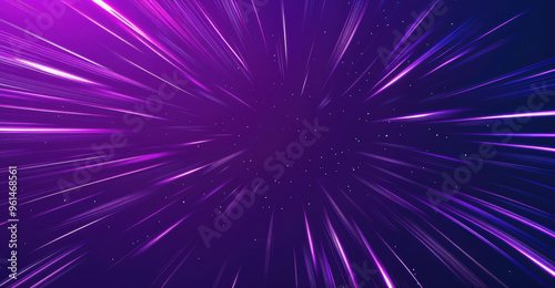 Abstract purple background with radial speed lines and stars. High quality photo