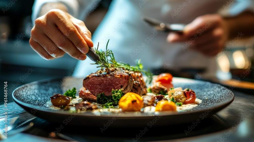 Fine dining in a restaurant