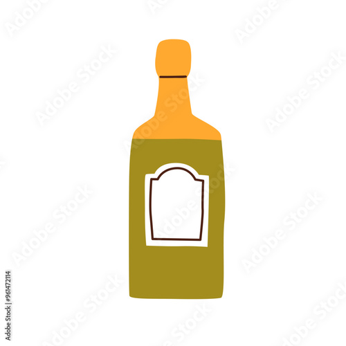 Champagne bottle, corked sealed fizzy alcohol. Sparkling wine, alcoholic beve...