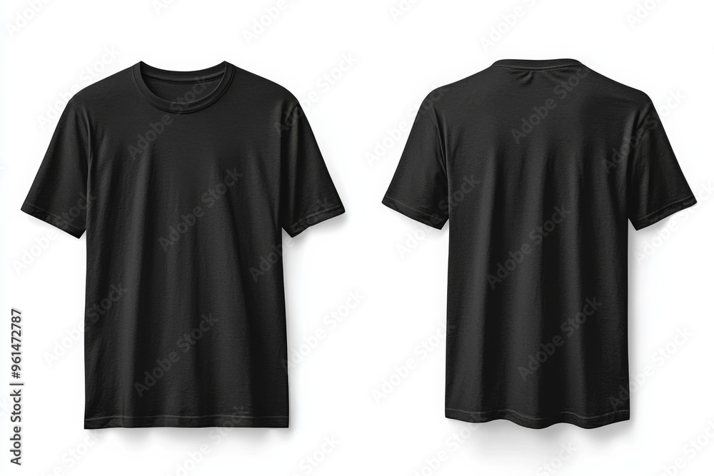 Black Tshirt Mockup Front and Back Isolated created with Generative AI Black Tshirt Mockup Front and Back Isolated created with Generative AI