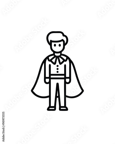 Editable stroke vector of a bullfighter matador with cape.