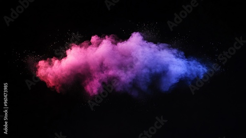 Abstract Pink and Blue Powder Explosion on Black Background