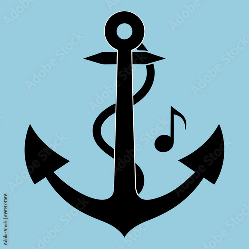 Anchor music vector design
