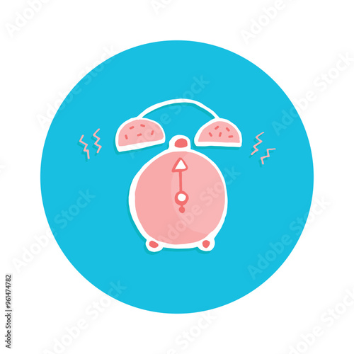 Hand drawn alarm clock vector illustration pink 