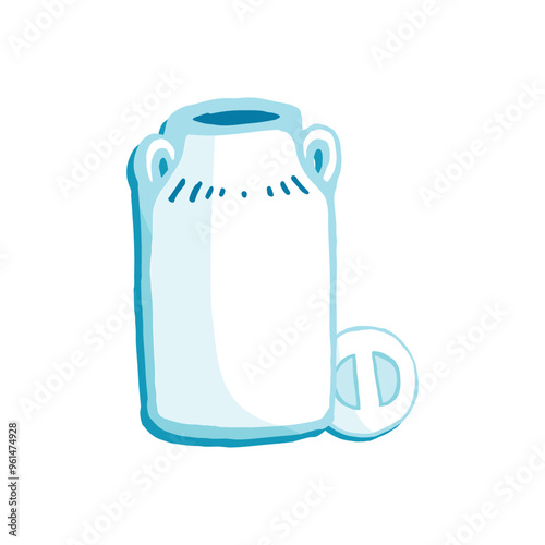 Milk pail illustration vector cute hand drawn drink