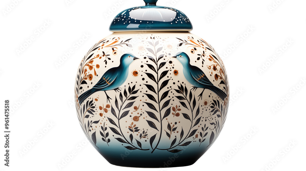 decorative ceramic kitchen canister, studio view, isolated on transparent background. decorative ceramic kitchen canister, studio view, isolated on transparent background.