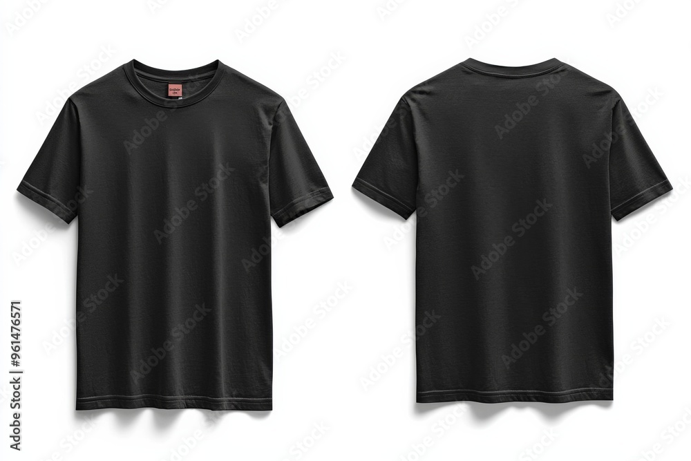 Black Tshirt Mockup Front and Back Isolated created with Generative AI Black Tshirt Mockup Front and Back Isolated created with Generative AI