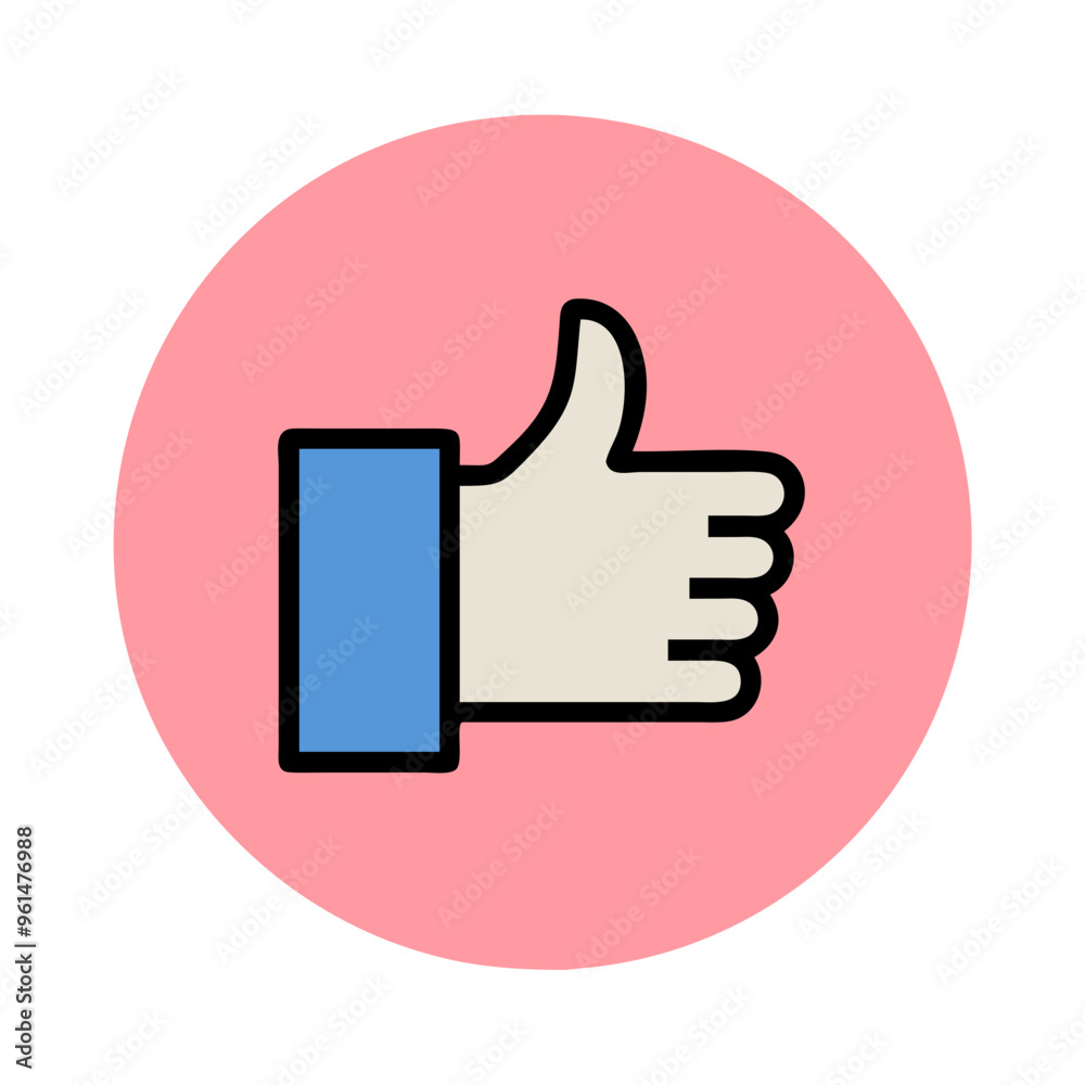 Light Blue and Pink Thumbs Up Icon in a Circle Light Blue and Pink Thumbs Up Icon in a Circle