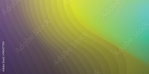 Wavy Paper Cut abstract background with green, yellow and gray gradations