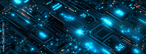 Wallpaper Mural Futuristic Blue Circuit Board Design Torontodigital.ca