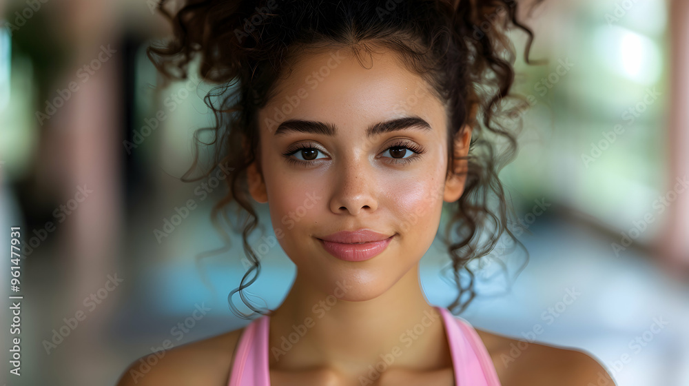 Happy Fit Young Hispanic Woman Advertising Yoga Happy Fit Young Hispanic Woman Advertising Yoga