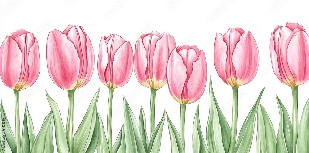 Red tropical flowers, design elements set, isolated on white background. Illustration of a botanical illustration of a red tropical flower