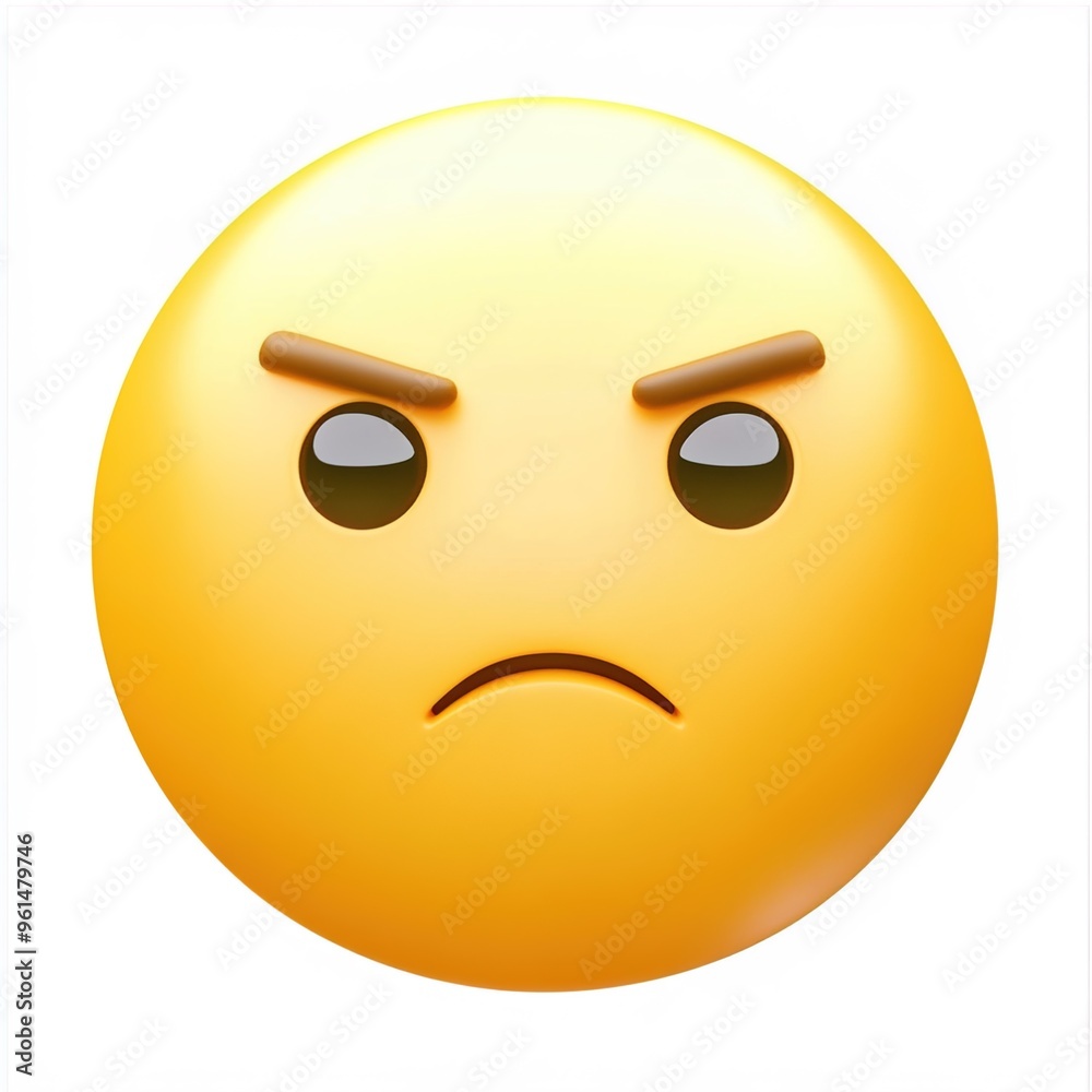 Fototapeta premium A simple emoji of an unimpressed face, yellow on a white background
