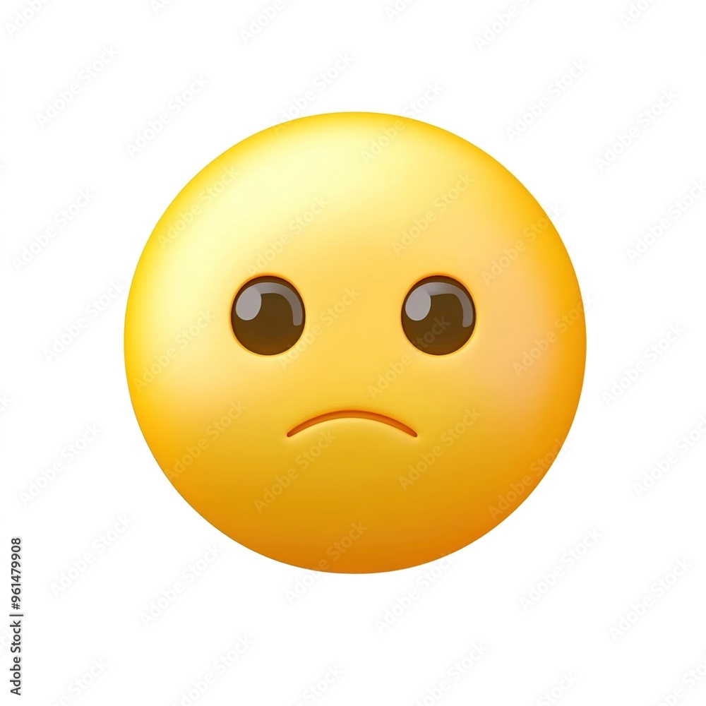 Fototapeta premium A simple emoji of an unimpressed face, yellow on a white background