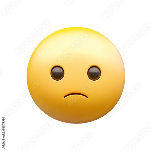 A simple emoji of an unimpressed face, yellow on a white background