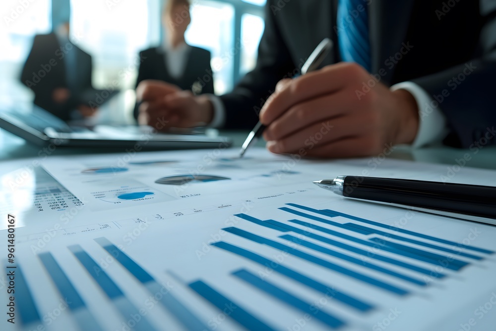 Close-up of a Businessperson's Hand Analyzing Financial Charts Close-up of a Businessperson's Hand Analyzing Financial Charts
