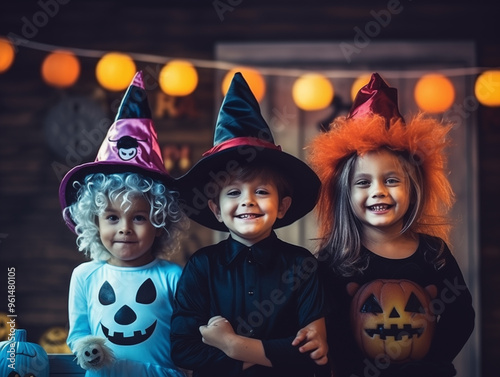 The children in halloween party photo