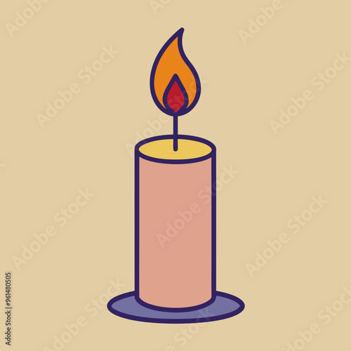 Continuous single plane drawing of burning candles