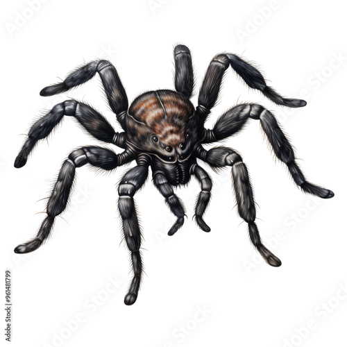 Black tarantula Isolated on a Transparent Background