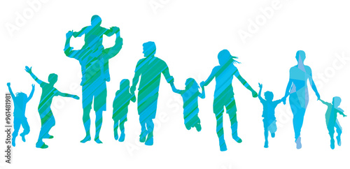 Eine Gruppe von Eltern mit Kindern, isoliert illustration..eps