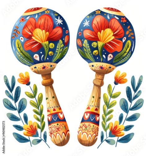 Vibrant Maracas with Floral Patterns