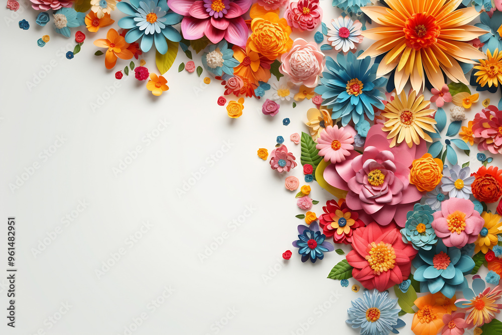 Arrangement of spring flowers against a white background. Blooming concept. Flat lay Arrangement of spring flowers against a white background. Blooming concept. Flat lay
