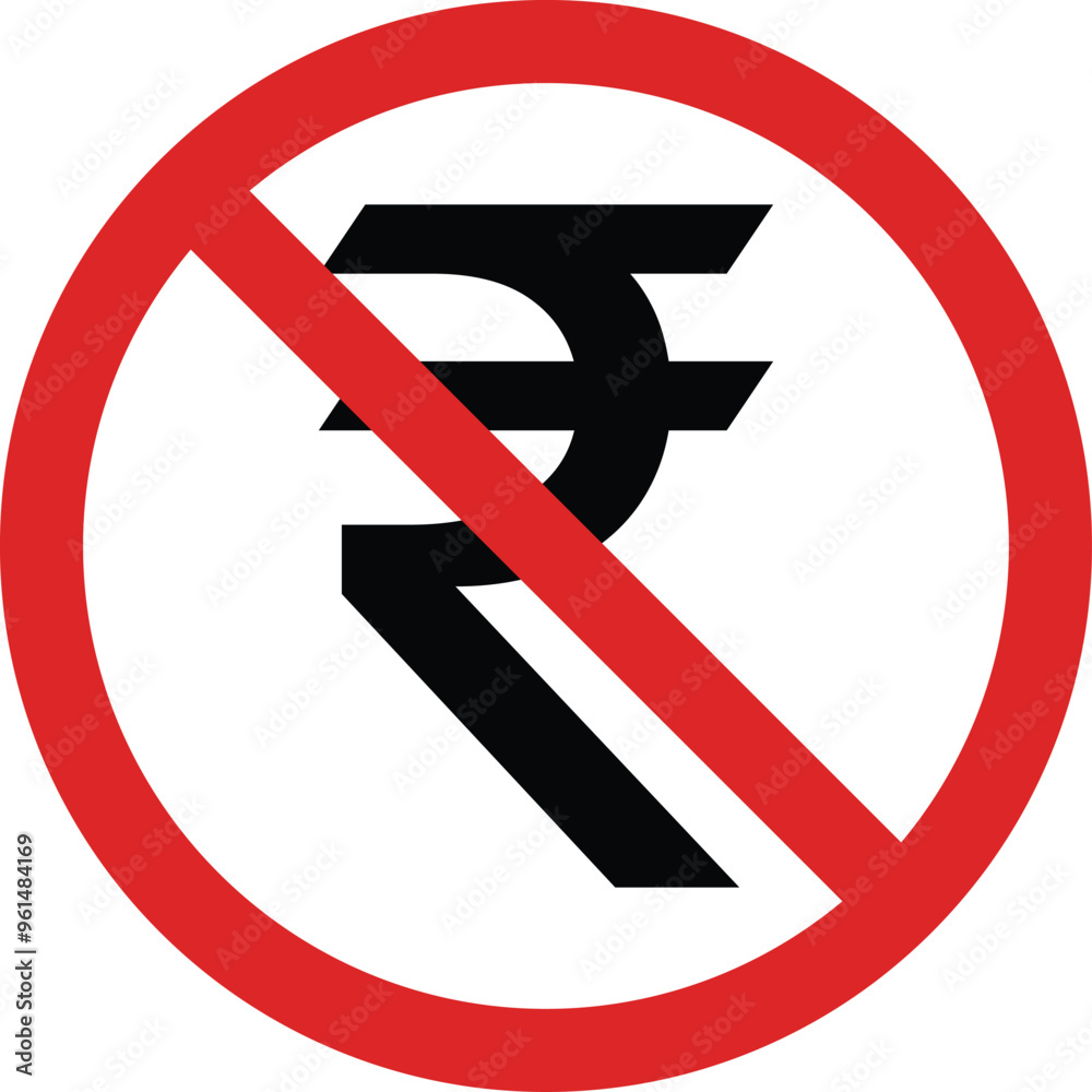 No Rupee sign isolated on white background . No Indian Rupee icon vector No Rupee sign isolated on white background . No Indian Rupee icon vector