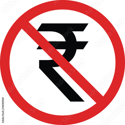 No Rupee sign isolated on white background . No Indian Rupee icon vector