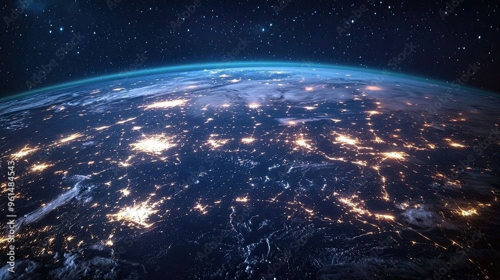 A stunning image of the Earth at night, highlighting the vibrant lights of cities and the connections between them. A stunning image of the Earth at night, highlighting the vibrant lights of cities and the connections between them.