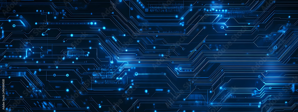 Obraz premium Modern Blue Circuit Patterns