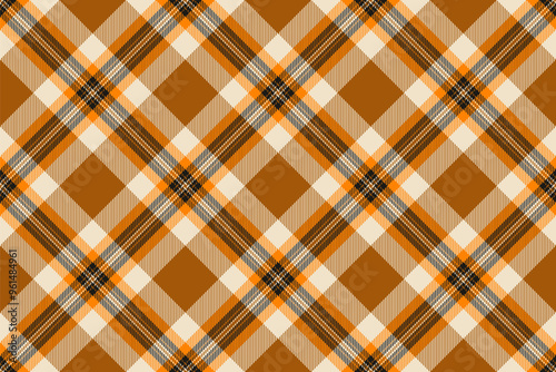 Canadian plaid vector background, sewing tartan check textile. Podium texture fabric pattern seamless in orange and light colors.