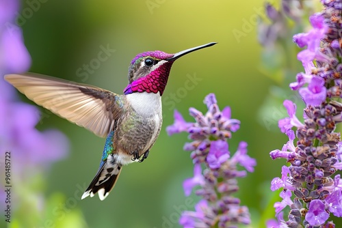 Ruby-throated Hummingbird (archilochus colubris) in flight photo