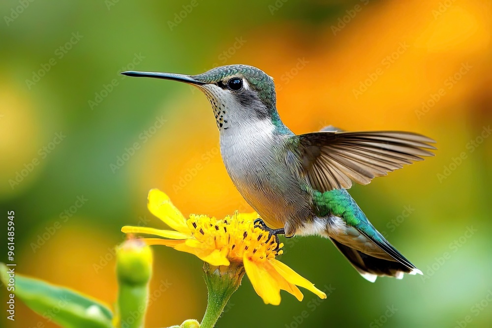 Fototapeta premium Ruby-throated Hummingbird (archilochus colubris) in flight