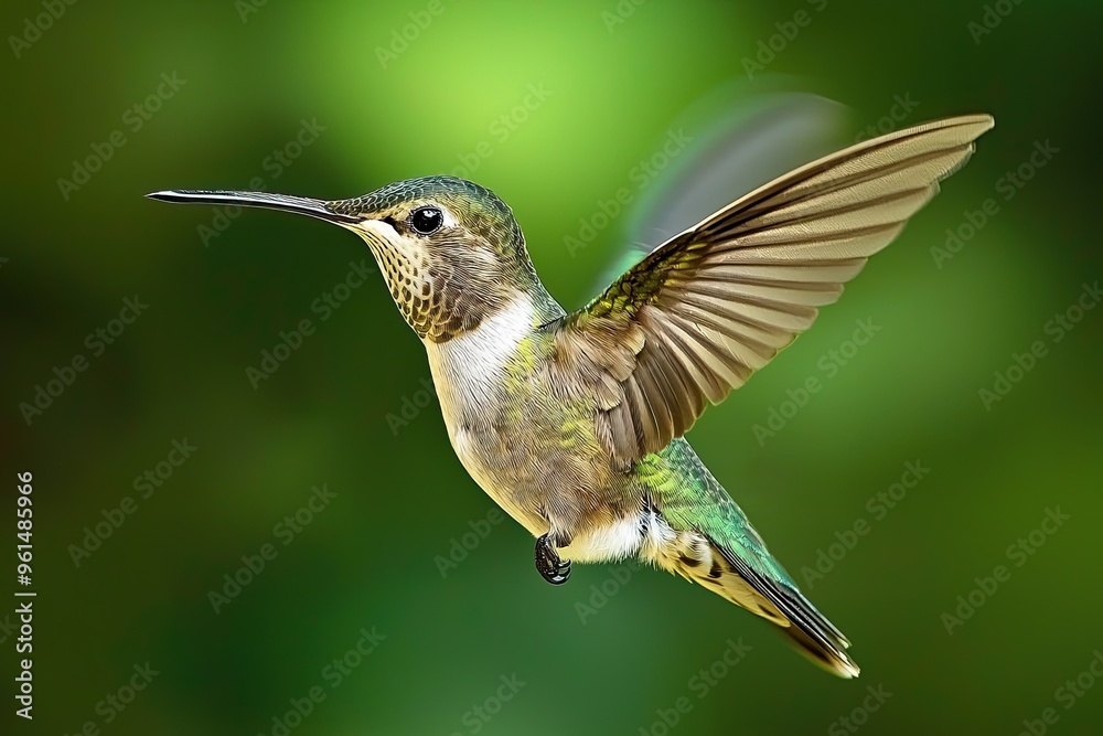 Fototapeta premium Ruby-throated Hummingbird (archilochus colubris) in flight