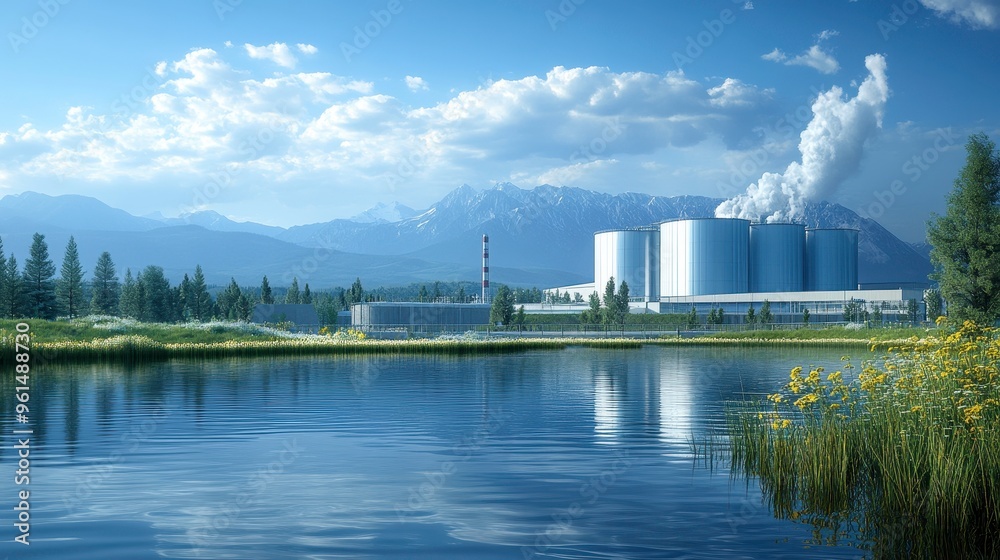 Visualization of nuclear waste disposal processes post-fission, emphasizing long-term environmental safety Visualization of nuclear waste disposal processes post-fission, emphasizing long-term environmental safety
